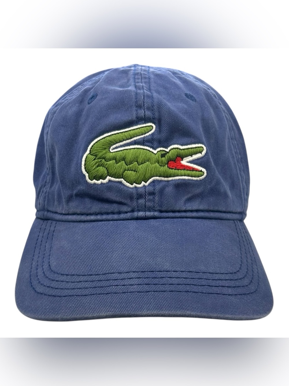 Lacoste Mens One Size Hat Dad Cap StrapBack Blue Cotton Baseball Big Croc Logo